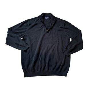 Roundtree & Yorke Mens Sweater, 2XT (TALL), 1/4 zip, Black